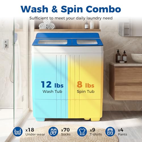 image for COSTWAY Portable Washing Machine, 20 lbs Compact Laundry Machine with 