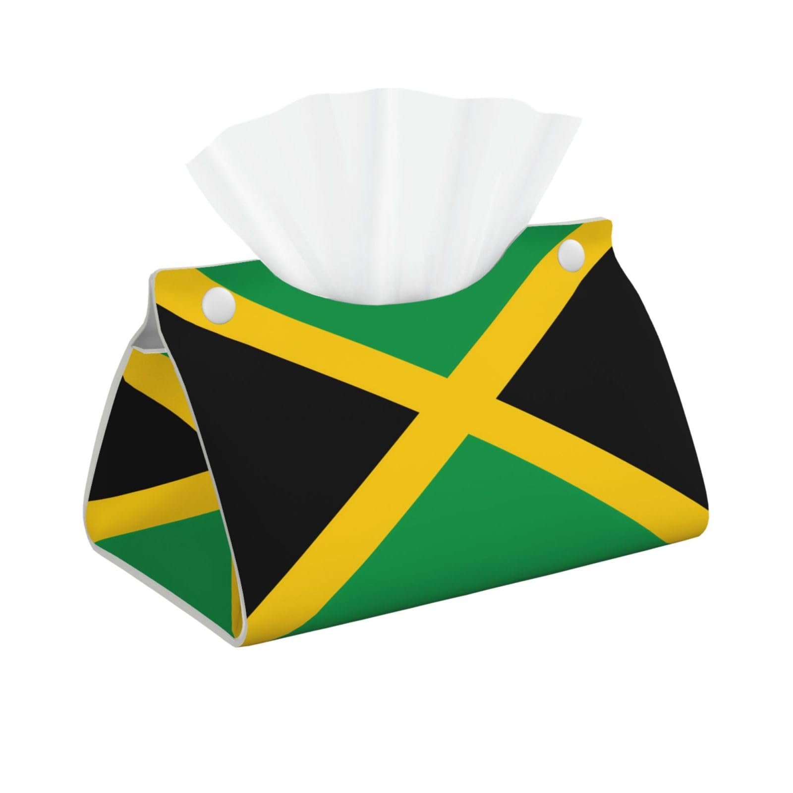 Flag of Jamaica Rectangular Leather Tissue Box Cover, Folding Facial Tissue Holder Dispenser for Car
