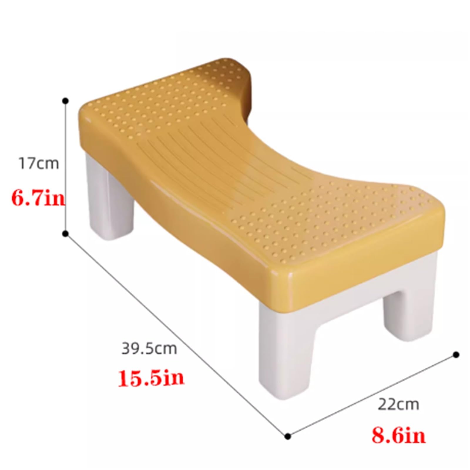 Toilettenhocker for Erwachsene, Kunststoff, Toilettenhocker, Kothocker for die Hockhaltung, quadratischer, rutschfester Badezimmer-Fußstützenhocker, einfache Lagerung, Tragfähigkeit 300 Pfund(Grey)