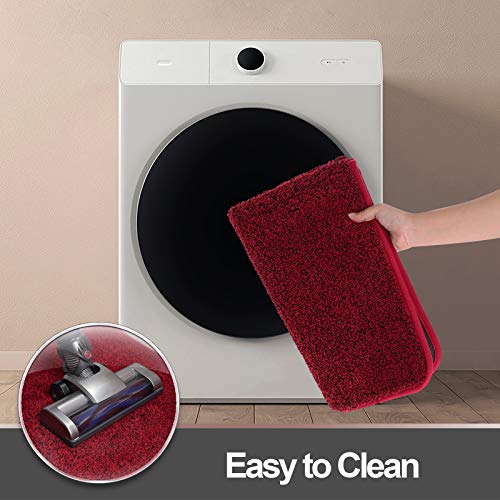 Itsoft 2Pc Non-Slip Kitchen Rug Set Polyester Dirt Trapper Indoor Outdoor Doormat Runner Rug, 59 X 17.5 Inches + 29.5 X 17.5 Inches, Red & Black #TOP4