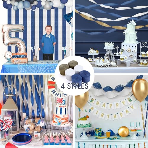 Image of Crepe Paper Streamers 6 Colors 492ft - Party Streamers & Paper Streamers for Birthday Decorations, Bachelorette Party, Baby Shower, Wedding & Bridal Shower Decor, Streamers Party Supplies (Style E)