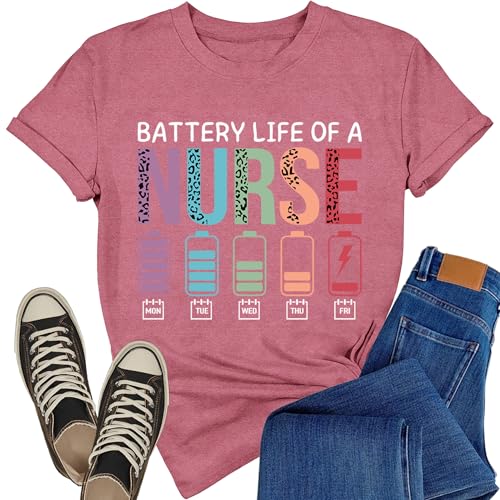 Rwabing Nurse Shirts for Women Nurse Life T-Shirt Nursing Life Tee Tops