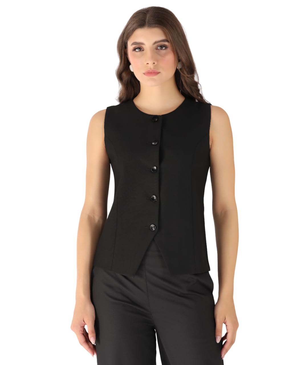 Black Waist Coat Top For Women – Sleek Vest Top For Woman | Tailored Waistcoat Vest Coat For Women-image-40