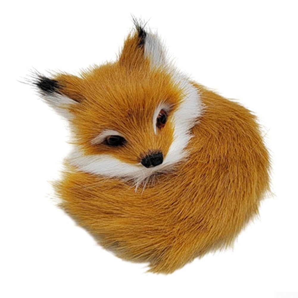 Fox Shaped Ornament with Delicate Features for Mini Fox Toy Themed Decor Home Desktop Accent for Coffee Table Bookshelf or Nightstand (棕色B)