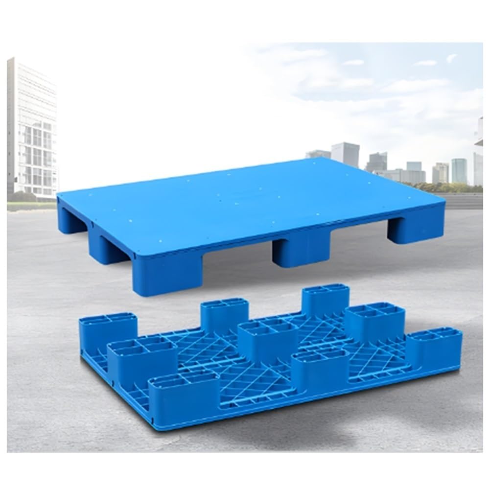 Plastic Moisture-Proof Pallet, Nestable Shipping Pallet, Combination Platform Racks for Warehouses Storage Rooms, Strong Load-Bearing Capacity, Easy to Stack (Color : Blue, Size : 80x60x14cm)