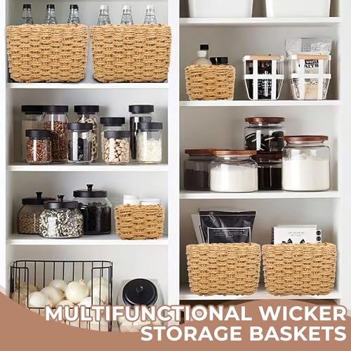 ZHHGOO 5er Set Aufbewahrungskorb Geflochten,Papierseil Braided Storage Basket,Stapelbare Speicher Storage Basket für Organisieren von Kleidung,Küchen,Badezimmer,Spielzeug Körbe Aufbewahrung