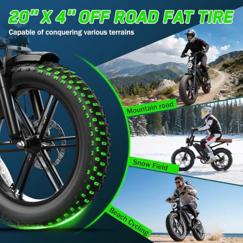 Image of SISIGAD Electric Bike for Adults, 2000W Peak Motor E Bike with 48V Removable Battery, 65-120 Miles Range Electric Bicycle, 20 * 4 inch New All-Terrain Ebike with 7 Speeds, Full Suspension