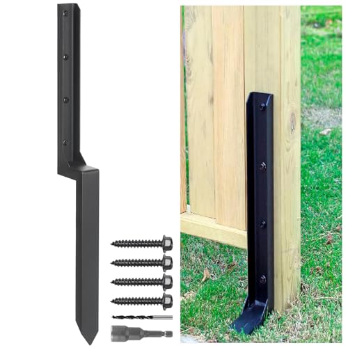 Heavy Duty Steel Fence Post Repair Stakes - 1 Pack Ground Spike for Tilted/Broken Wood Fence Post