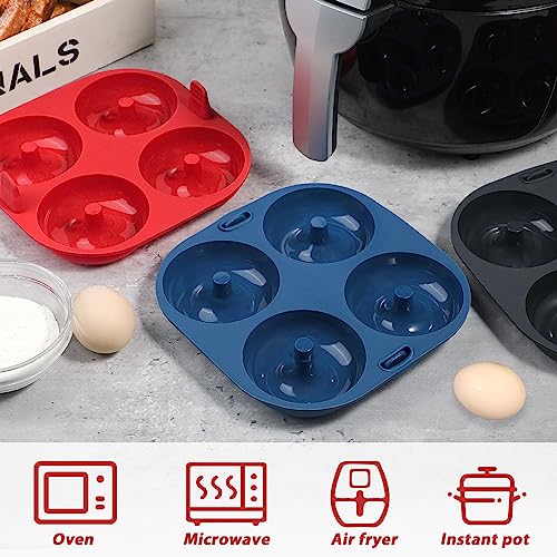 webake Doughnut Mould for Air Fryer Silicone Donut Moulds for Baking 3 Pcs 8 cm Bagel Mould Air Fryer Accessories Baking Tray - Image 4