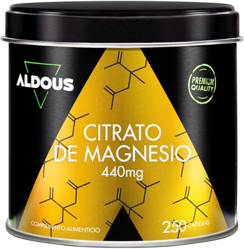 Citrato de Magnesio - 250 Cápsulas - 440 mg de Magnesio Elemental - Magnesio Alta Biodisponibilidad - Para el Cansancio y Fatiga - Huesos y Articulaciones, Músculos - Fabricado España Cit