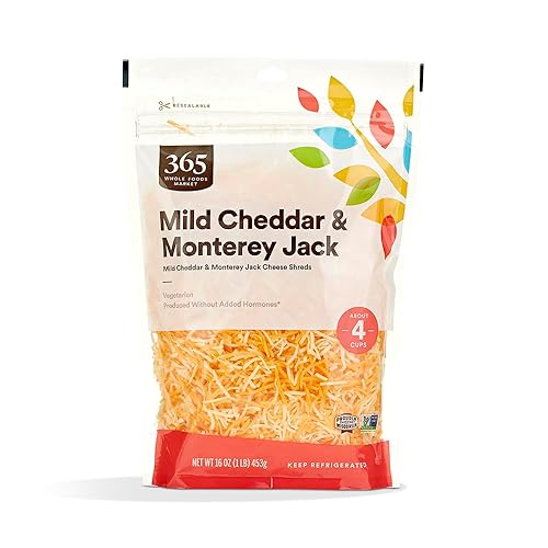 365 by Whole Foods Market Blend Monterey Jack Cheddar Fancy Shred 16 onzas 365 by Whole Foods Market Blend Monterey Jack Cheddar Fancy Shred 16 onzas