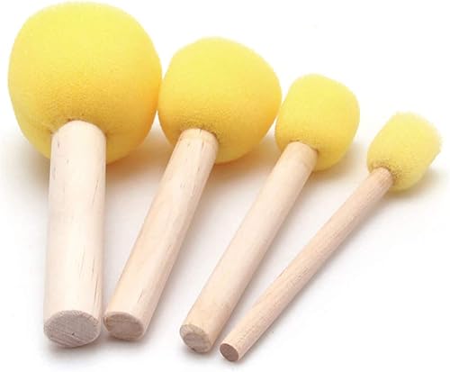 Miniatura 2 de 4 pinceles de esponja para niños que pintan manualidades de espuma con asas de madera (4 unidades)
