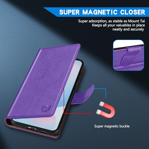 Image of ZZXX for Samsung Galaxy S25 Plus Wallet Case with [RFID Blocking] Card Slot Kickstand Magnetic Closure Leather Flip Fold Protective Phone Case for Galaxy S25 Plus 5G Case Wallet(Purple-6.6 inch)