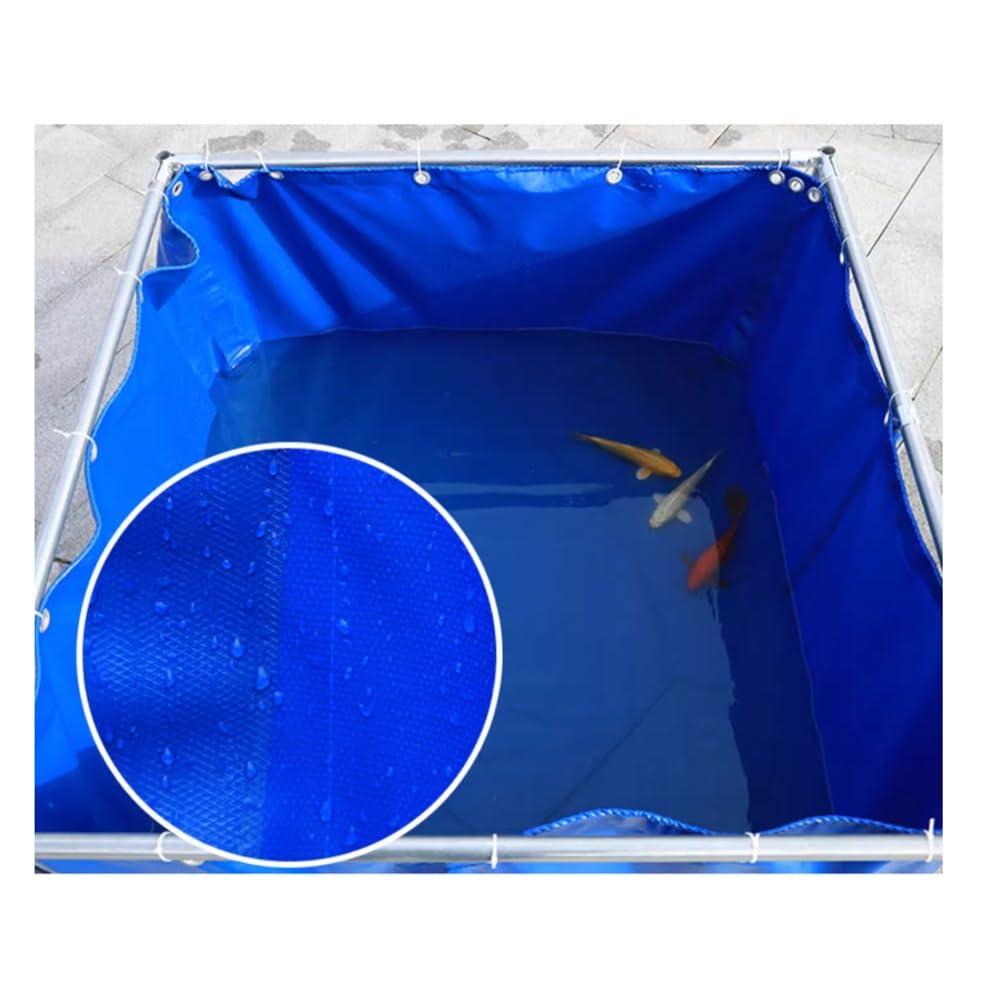 Generico Piscina Fuori Terra Portatile, Vasca per Pesci Pieghevole in PVC per Koi, Allevamento Acquatico da Giardino, Grande Piscina Esterna Ispessita - Blu, 2x2x0,9 m
