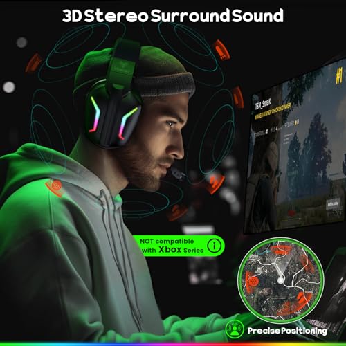 wireless gaming headsets for pc ps5 ps4 switch mac 24ghz wireless gaming headphone with enc noise canceling microphone bluetooth 54 cool lighting 50h battery 50mm drivers