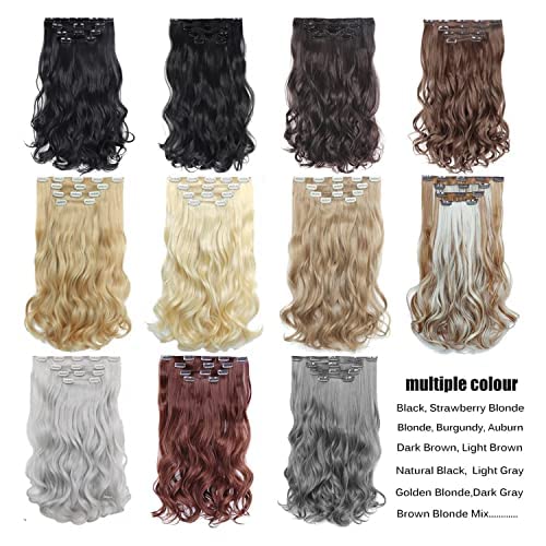Image of Chaam Women's Full Head 18 Inch Cotton Lace Hair Extension Wig - Synthetic Natural Wavy Brown Hair Pieces with 5 Clip Wig Cheap Fluffy & Not Tangled (110 Gram)