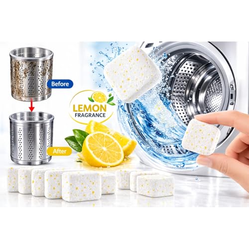 Image of Washing Machine Cleaner Tablets (16 Tablets) | Drum & Pipe Deep Cleaner |Removes Odour, Limescale & Residue | For Front Load & Top Load Fully Automatic Washing Machines | Lemon Scent (Lemon)