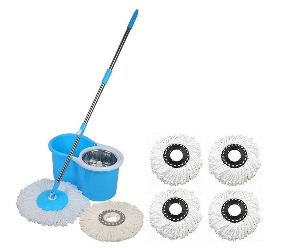 MAGICBUYS 360 Cleaning Spin Mop for Steel Bucket Floor Cleaning and 5 Microfiber Refills(Blue and White) (B0D8FRNLZV) Amazon Price History, Amazon Price Tracker