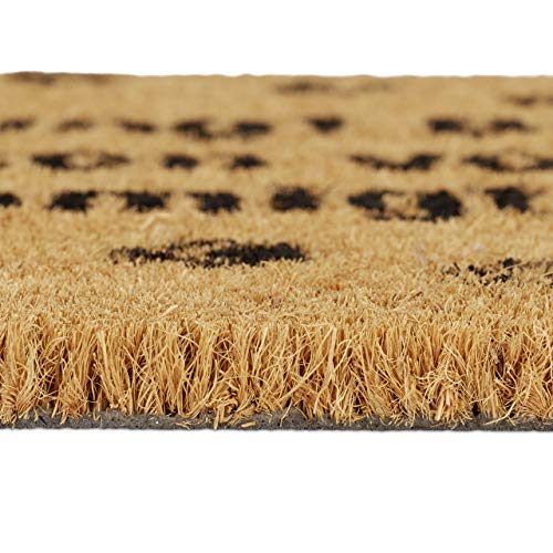 Relaxdays Fußmatte Kokos, Kokosmatte mit Hundemotiv, Türmatte Innen & Außen, Schuhabtreter, Türvorleger 40x60 cm, Natur