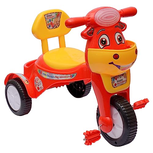 Image of Happy Birthday with EVA Wheels Kids /Baby Tricycle, Cycle for Kids, Tricycle for Kids for 1.5 to 5 Years, Baby Cycle and Under Seat Storage with Music & Lights (RED)