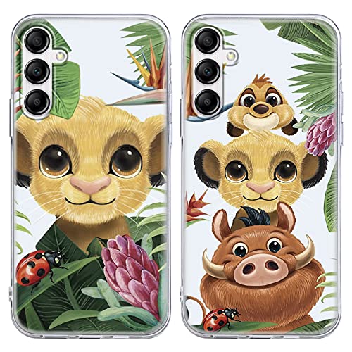 nurkorki [2 Piezas Funda para Samsung Galaxy A14 5G 6,8',Dibujos Anime Lion Transparente Suave TPU Silicona Carcasa Antichoque Protectora Case Compatible con Samsung A14