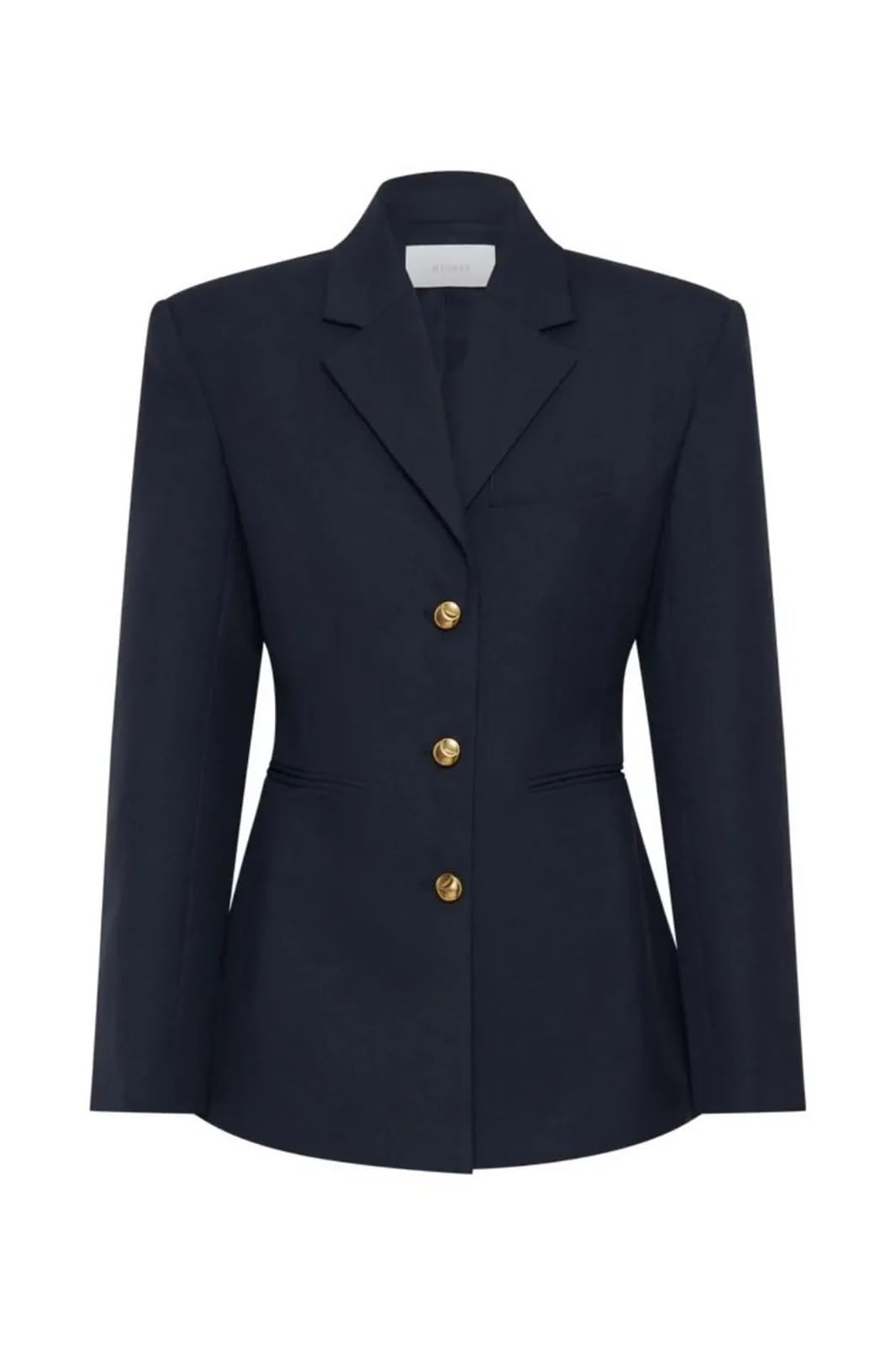 Traje pantalón de mujer, blazer azul un solo botón metálico, estilo clásico, con pernera ancha Para EquitacióN(L)