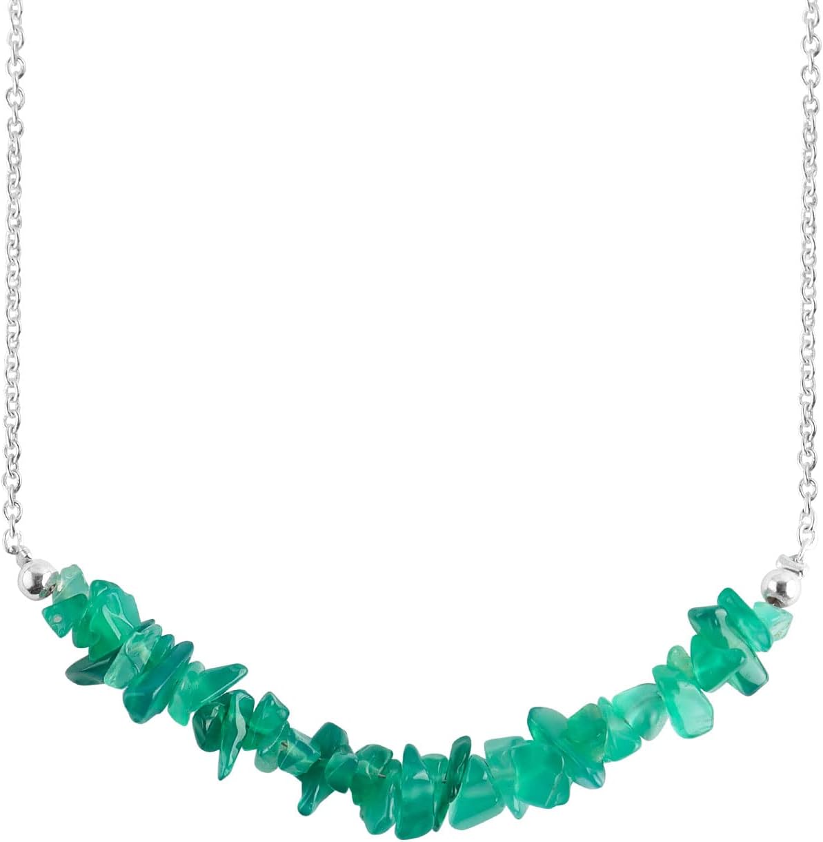 NJCRAFT Natural Gemstone Chips Choker Necklace for Woman| Silver Plated Gem-stone Necklace | Chip 2–3 mm | Adjustable Chain 16+2 Inch