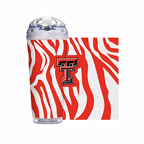 Image of Rico Industries NCAA Glitter 24oz Acrylic Glitter Tumbler with Hinged Lid, Officially Licensed Double Wall Tumbler with Straw