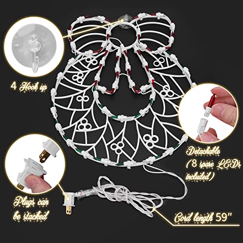 16 Inch Christmas Window Silhouette Lights Decorations, 4 Pack Waterproof Window Hanging Lights Elk, Christmas Tree, Santa Claus, Wreaths For Party, Home Indoor Outdoor Wall - 200 Mini Bulbs #TOP4