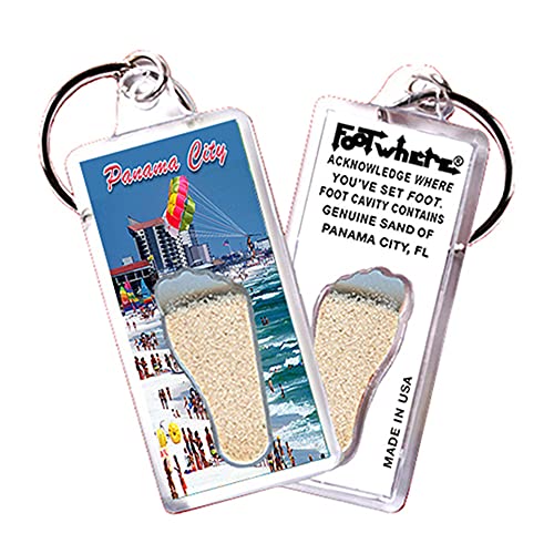 FootWhere Panama City Keychain. (PC103-@ da Beach) Authentic Destination Souvenir