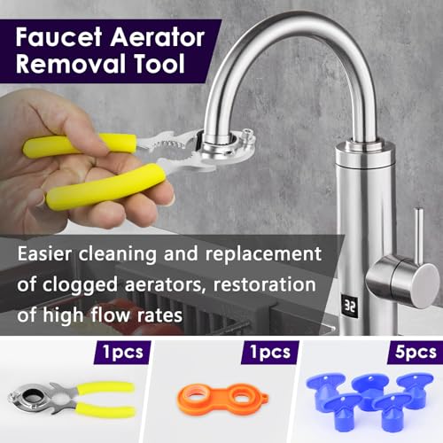 7pcs Sink Faucet Aerator Removal Tool Kit with 5 Sizes