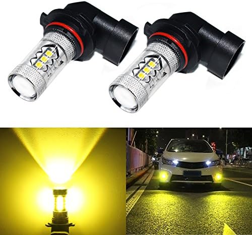 Phinlion 2000 Lumens Super Bright 3030 16-SMD 9006 HB4 LED Fog Light Bulbs Gold Yellow for Fog or DRL Daytime Driving Lamps Replacement