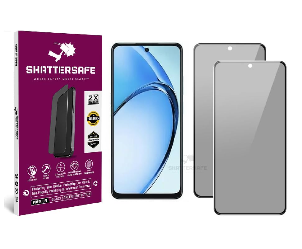 Image of Anti-Spy Privacy Tempered Glass Compatible For Oppo A3 5G [Pack of 2]. 9H Hardness, Anti-Scratch, Edge-to-Edge Protection With Easy Installation Kit & Case Friendly Fit.