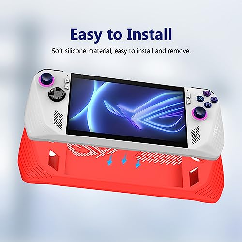 Image of Soft Silicone Protective Case (Black) Fit for ASUS Rog Ally 7 inch Gaming Handheld 2023 All Around Cover Case with Joystick Caps Analog Stick Caps Anti-Scratch Comfort Thumb Grip Set 1