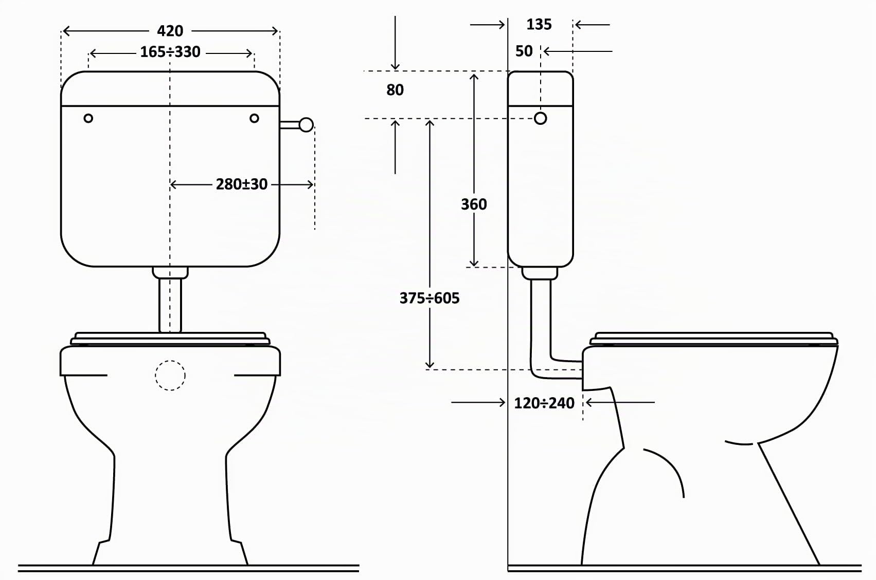 CASSETTA CONCEPT 2 WC ESTERNA LT3/9 COMPLETA SCARICO DOPPIO CON RUBINETTO