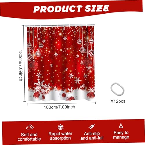 Rideau de douche de Noël imperméable grand format pour salle de bain - 7
