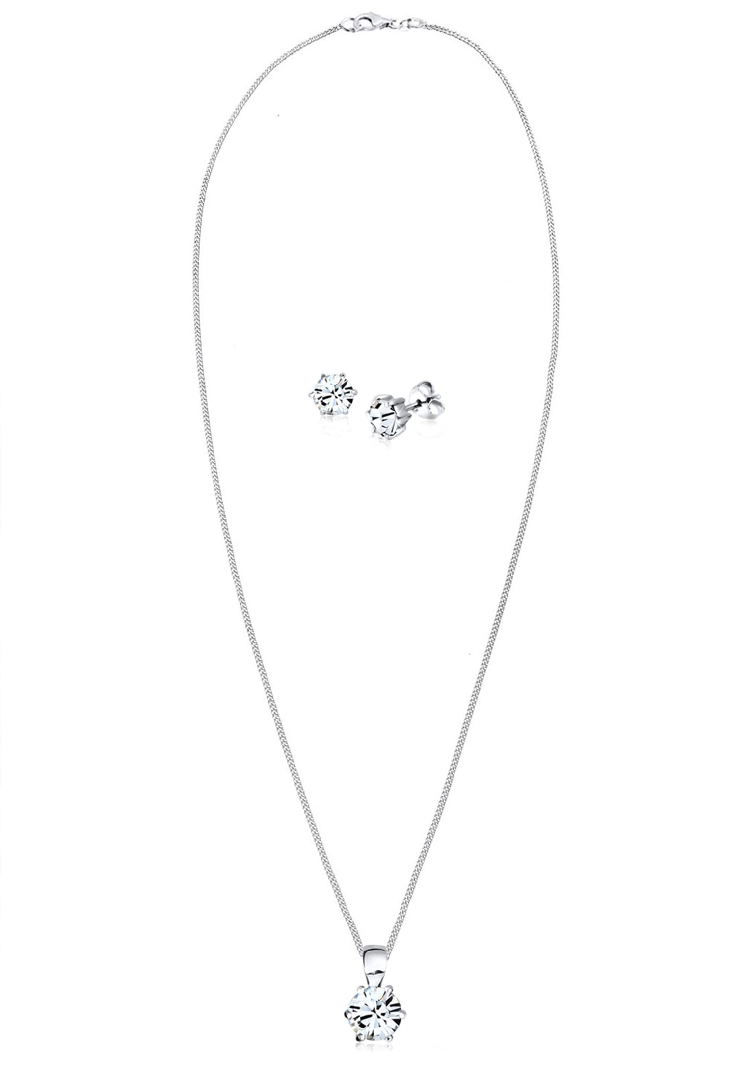 Elli Kobiety Schmuckset Basic Zestaw Biżuterii, Srebrny, 3 Elementy