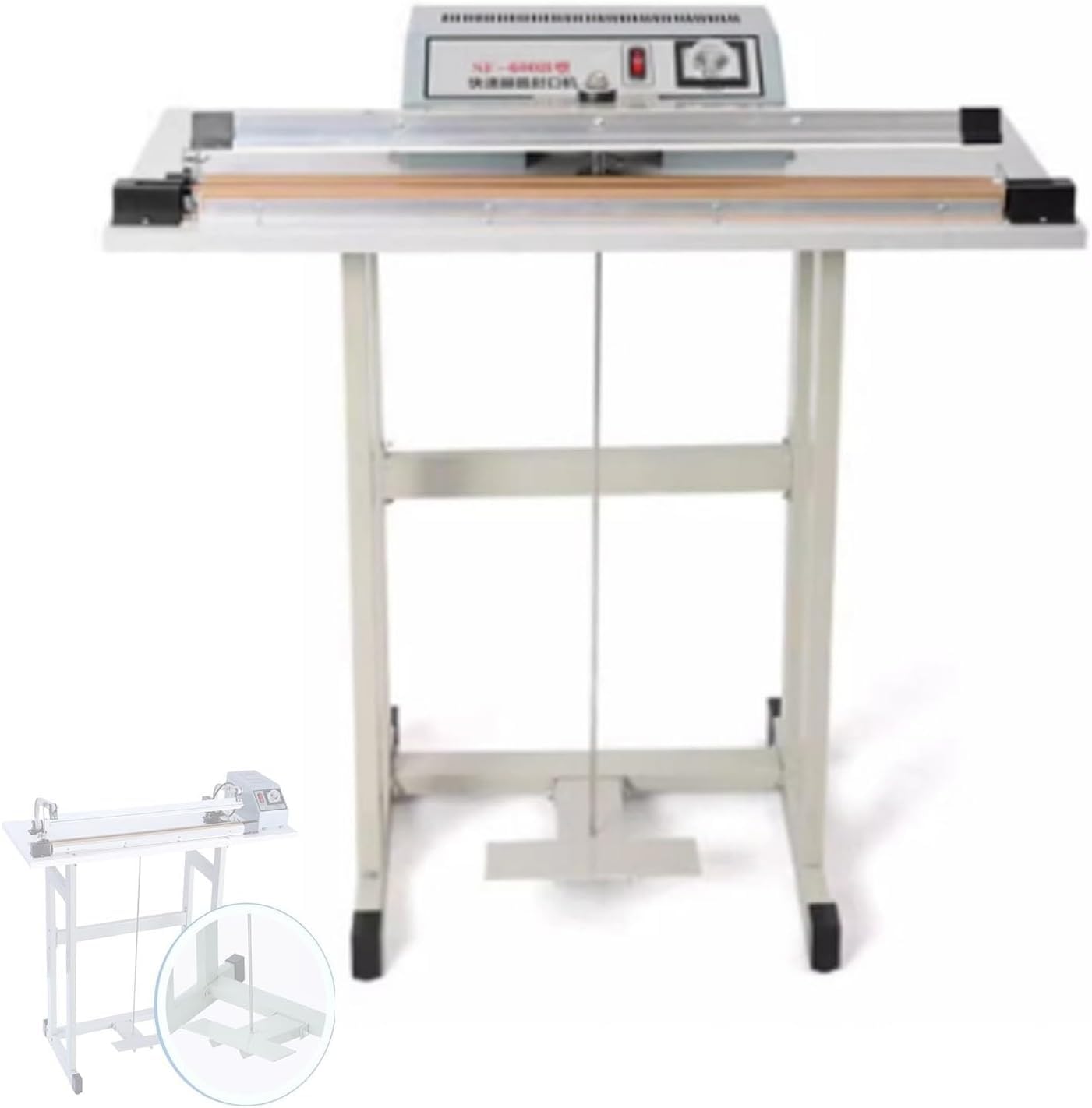Máquina De Sellado Térmico Con Pedal, Máquina Portátil Para Sellar Bolsas De Plástico, Selladora Por Impulso Con Pedal Y Cortador, Control De Pie, Para Uso Industrial Y Comercial (60 Cm) 40cm