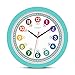 Produktbild Cander Berlin MNU 1030 T Kinderwanduhr lautlos 30,5 cm geräuschlos Lernuhr Lernzifferblatt Kinderzimmer farbenfroh türkis analog Kinderzimmer Jungen Mädchen ohne Tickgeräusche Lernen