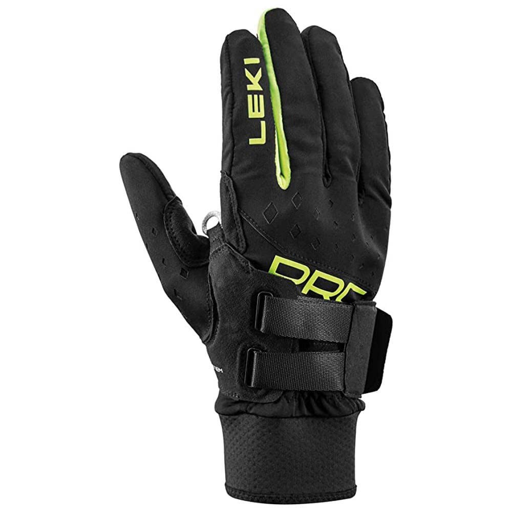 LEKI PRC Shark - Guantes de tiburón, Color Negro y Amarillo neón, Talla 9