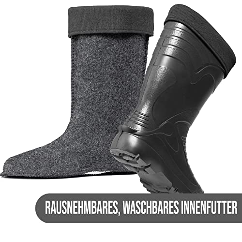 CLIMBR Ultraleichte gefütterte Gummistiefel Herren EVA Thermo 40-49 warme Winter Stiefel Arbeitsstiefel mit Futter Anglerstiefel (Schwarz, 44)