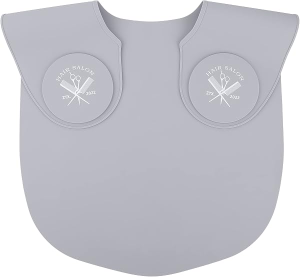 Segbeauty Scialle da Parrucchiere, Collare da Taglio per Capelli, con Mantella in Silicone, Collo Avvolgere il Collo Guardia, Grigio - 1