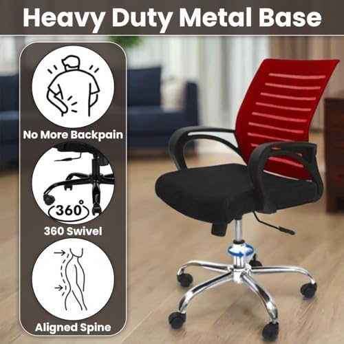 Image of Ngfc Office Chair for Home with Back Support Arm Rest 360 Degree Rotating Office Chair with Tilt Lock Mechanism High Comfort Seating Ergonomic Chair for Home & Office (2, Red)