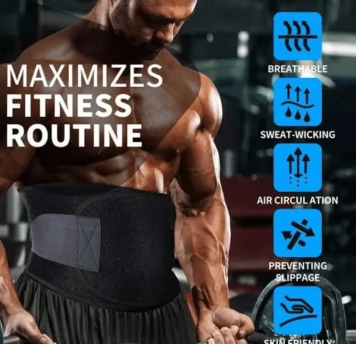 Image of Sweat Belt for Men & Women | Made of Neoprene Waist Belt for Fat Burner | Waist Belt for Tummy Exercise | Sweat Belt for Fat Loss, Posture Support & Core Workout (Free Size)
