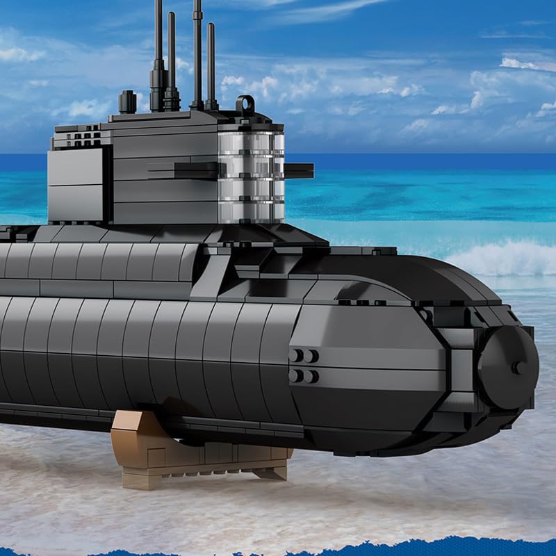 YILETKC Submarine Schiff Bausteine, 1498 Teile U-förmiges U-Boot Klemmbausteine Modell Bausatz, Militär Schiffe Modular Konstruktionsspielzeug, Militär Bauspielzeug für Erwachsene