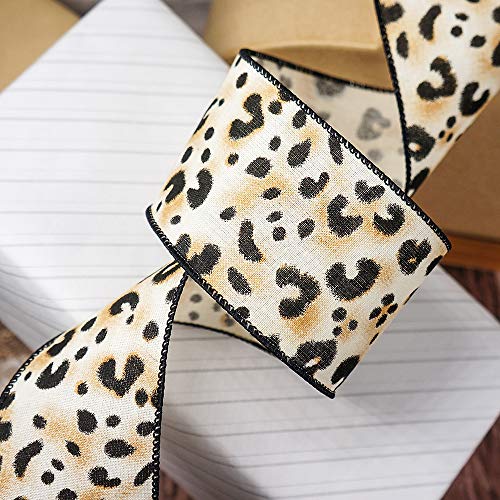 Ct Craft Llc Ivory Faux Cotton Ribbon With Black Leopard - 2.5"(63Mm) X 10Yardsx1Roll | Home Decor, Wrapping Gifts & Custom Diy Crafts Decorative #TOP4