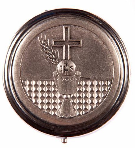 Eucharistic Minister's Pyx. Pyx for a Priest. Pyx for Communion Wafer. For Holy Communion Hosts. Holy Communion Pyx. Chalice, Host, Wheat Design on Lid.