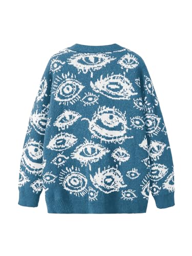 SHENHE Women's Plus Size Button Down Eye Print Goth Cardigan Grunge Punk Sweater Outerwear2