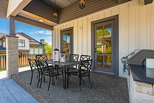 Bigroof Outdoor Table 63" Patio Metal Steel Classic Rectangle Black Dining Table With 1.57" And 1.96''Umbrella Hole For Garden, Backyard, Deck (63'') #TOP1