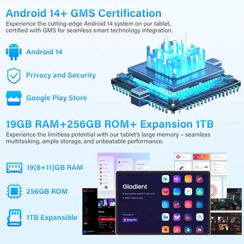 Image of Android 14 Tablet 10.1 inch 19GB RAM + 256GB ROM 1TB Expand, 1280x800 IPS HD Touchscreen, 2MP+5MP Dual Camera, 6000mAh Battery Powerful Performance Tablets 2025, GMS, WiFi (Pink)